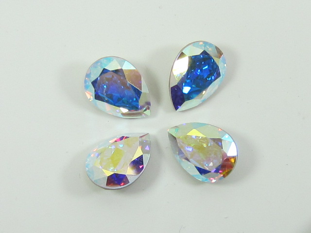 6x4mm PEAR 6pcs. CRYSTAL AB POINTED BACK European Rhinestones